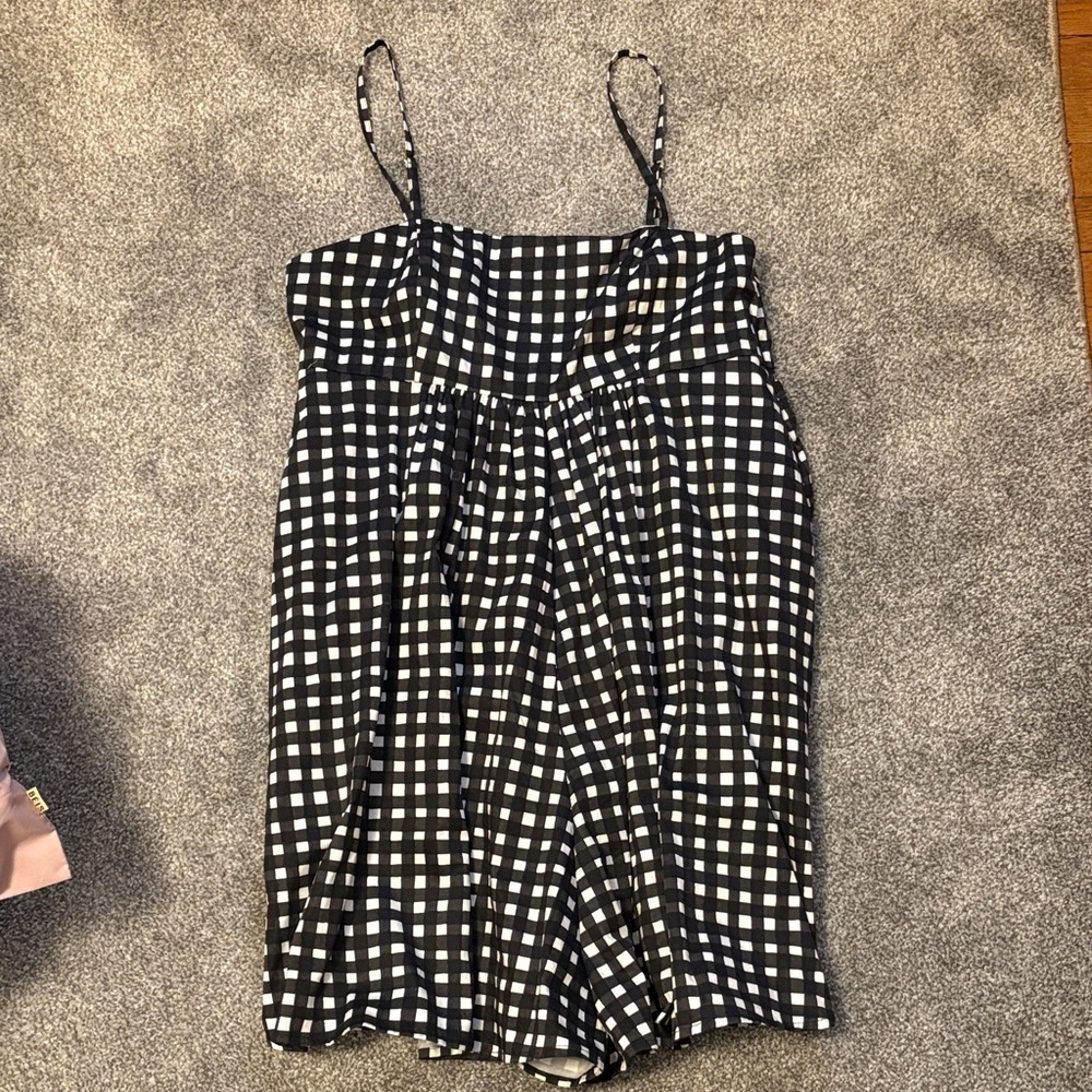 Anthropologie Black and White Checkered Romper Dress